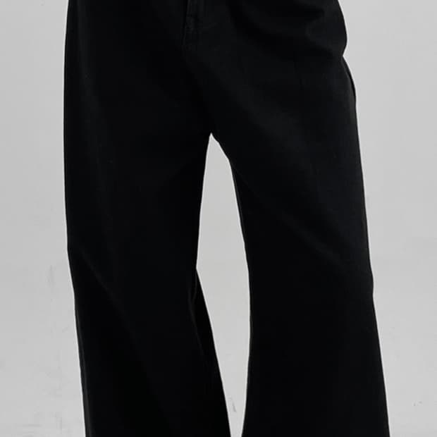 블랙업 솔드 와이드 코튼팬츠 블랙 M