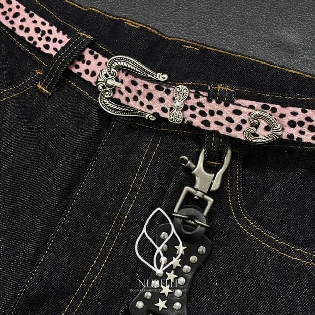 🌗 Leopard western belt / 호피 송치털 웨스턴 벨트