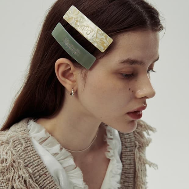 시눈 로고 헤어 클립 마블 아이보리 헤어핀 marble hairclip