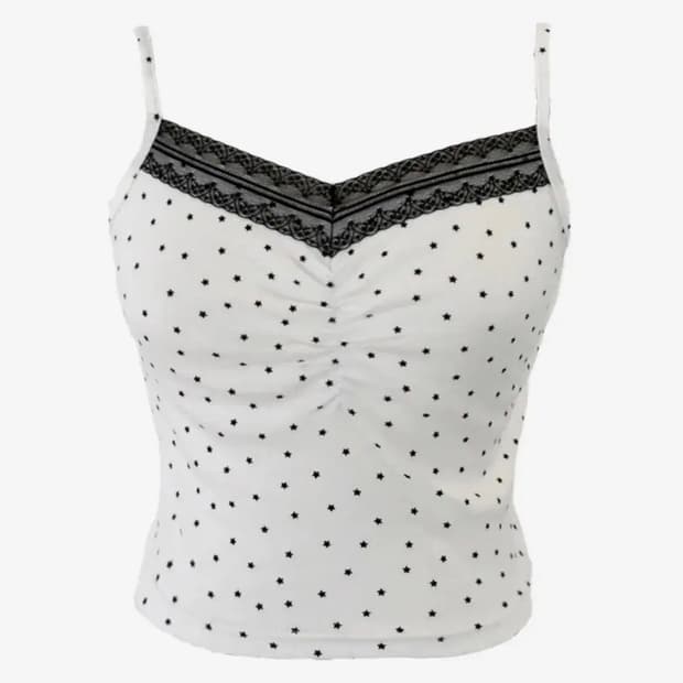 플리즈노팔로우 스타 셔링 나시 star shirring sleeveles