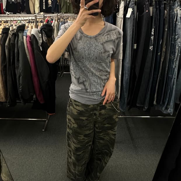 M)Ring of Fire 빈티지 십자가 프린팅 반팔