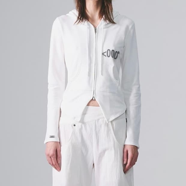 나체 후드집업 화이트