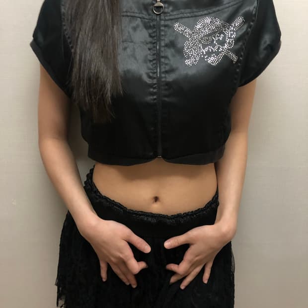 빈티지 mlb 블랙 스컬 크롭 점퍼