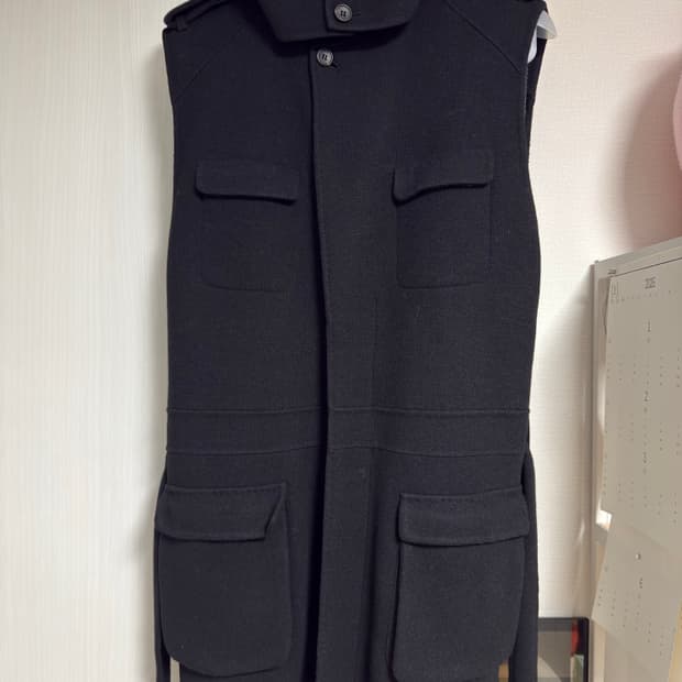 우영미 후드 베스트 코트