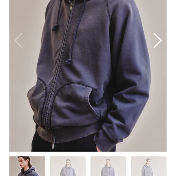 아트이프액츠 26ss 가먼트 다이드 후드집업 네이비 xl 사이즈