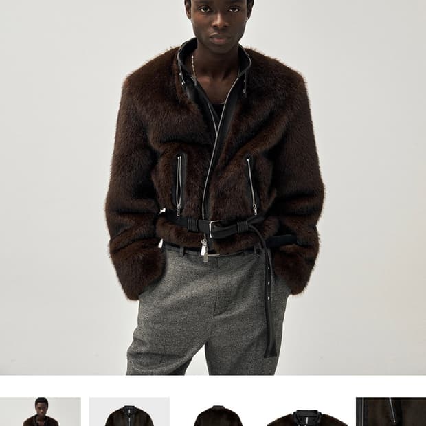 노이어 샤기 퍼 크롭 레더자켓 [50]