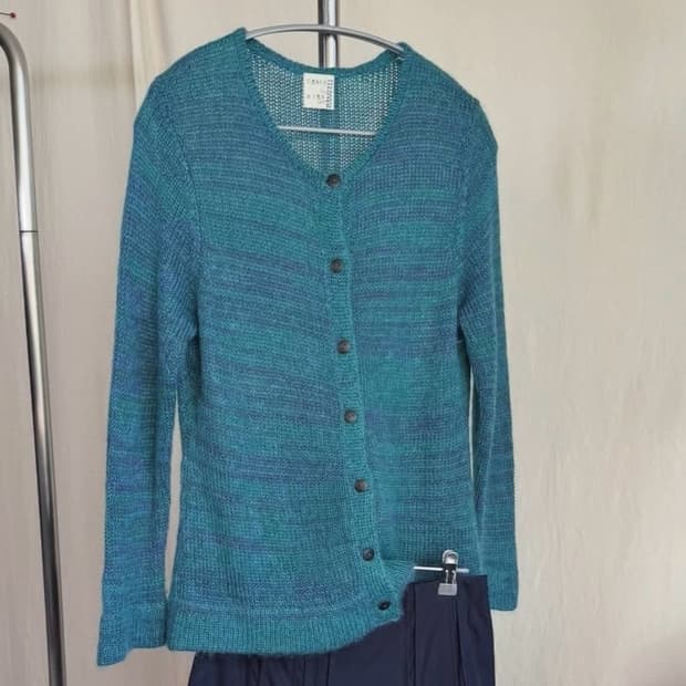 청록 니트 가디건 