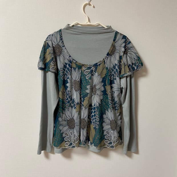 일본 빈티지 모리걸 하구미깔 긴팔레이어드 플라워 블라우스