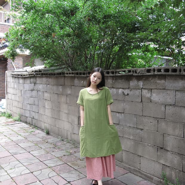 그린 포켓 원피스