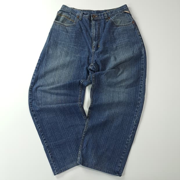 CJ821 34 로얄블루진스 00s 블루 와이드 데님 팬츠 바지