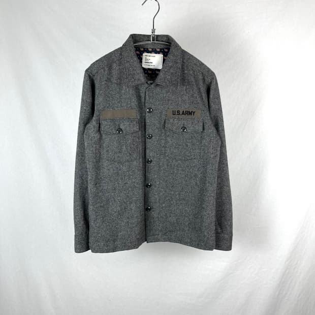 United Arrows 밀리터리 울혼방 셔츠 