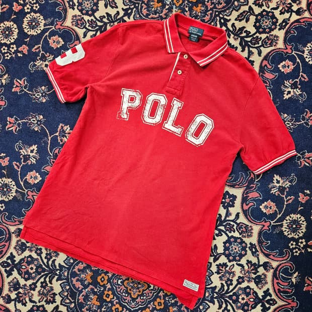 폴로랄프로렌 워싱로고 반팔 카라넥 티셔츠 