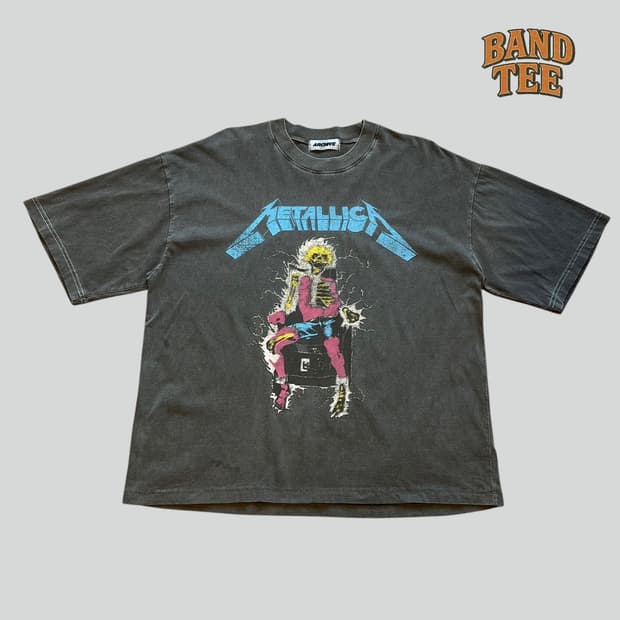 메탈리카 피그먼트 루즈핏 반팔 티셔츠 band tee