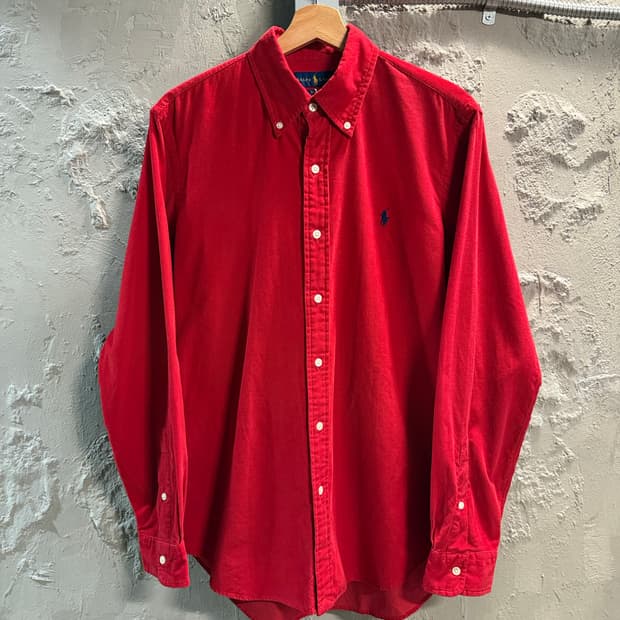M 폴로 랄프로렌 POLO 클래식핏 코듀로이 버튼다운 셔츠 레드