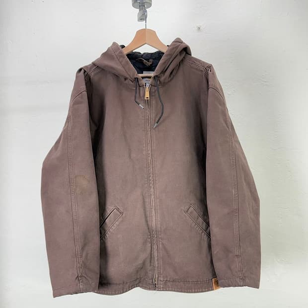 칼하트 다크 브라운 덕 캔버스 퀼팅 워크 후디 자켓