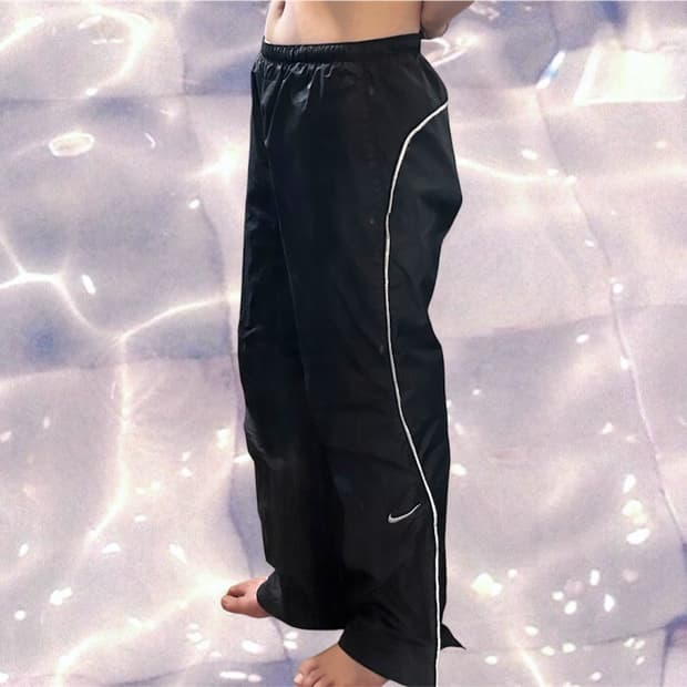 00s 나이키 스우시 블랙 화이트 와이드 트랙 팬츠 M