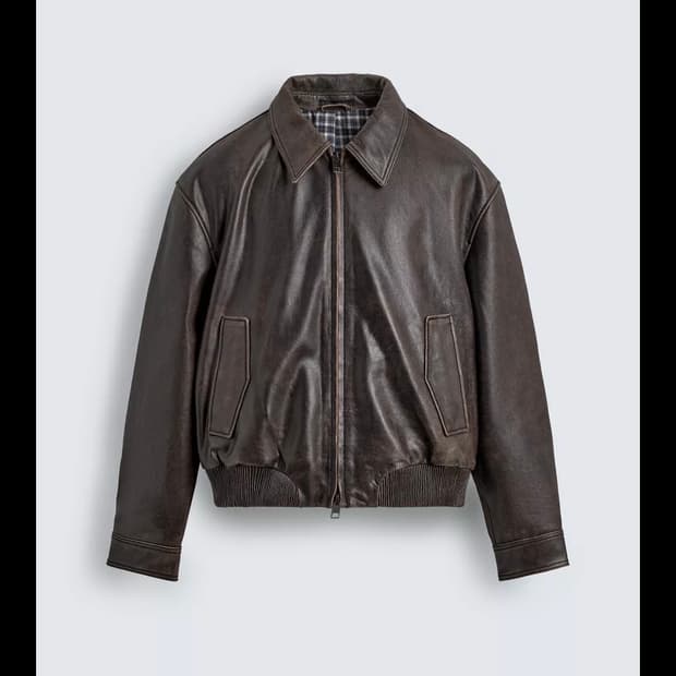 자라 워싱 봄버 레더 자켓 m(100)