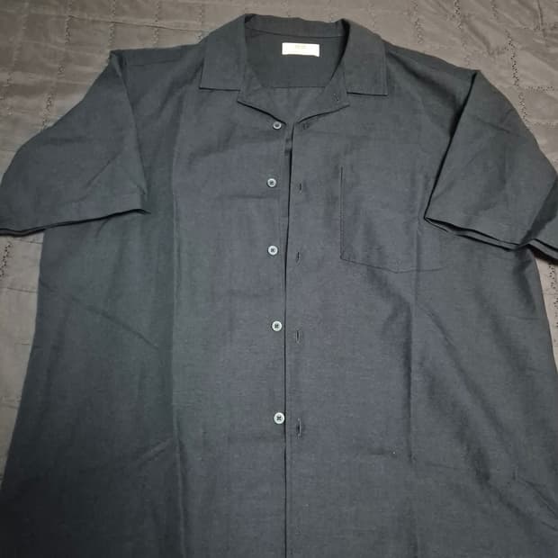 UNIQLO 린넨블렌드 반팔 셔츠 네이비 L 새상품