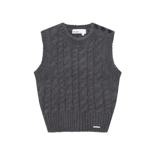 미세키 서울 케이블 니트 베스트 차콜