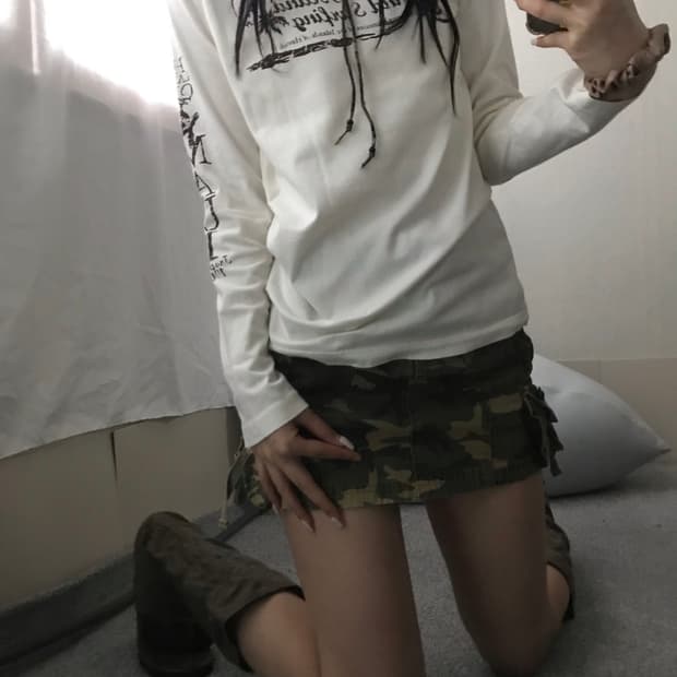 일본빈티지 레터링 화이트 롱슬리브