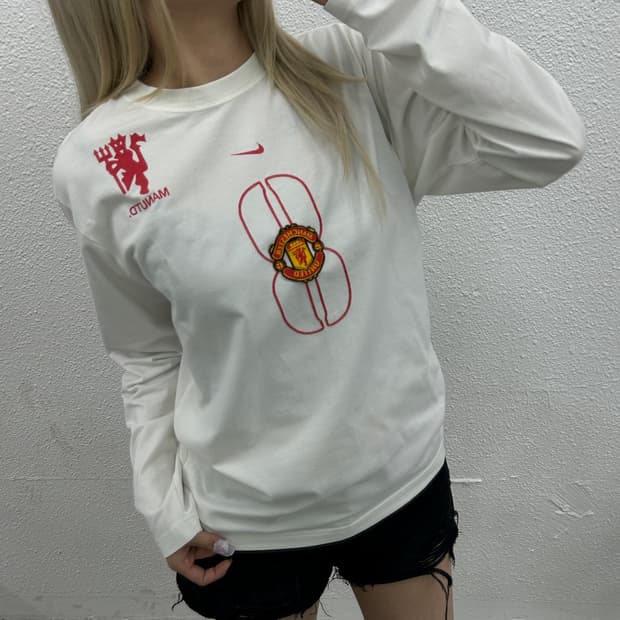 00s 나이키 맨체스터 유나이티드 레어 화이트 롱 슬리브 ( 중고 매물 