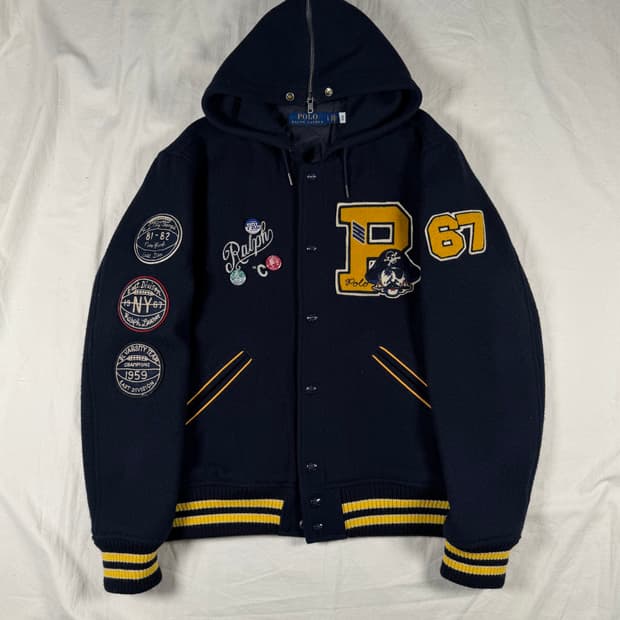 폴로 랄프로렌 패치 울 바시티 스타디움 자켓