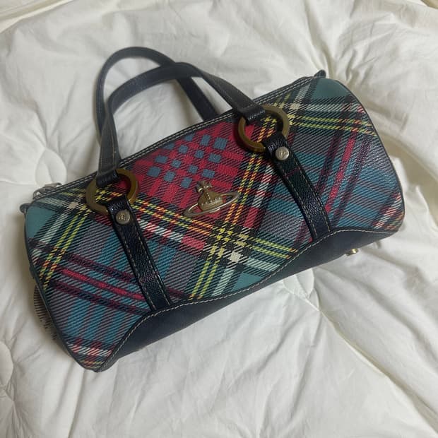 비비안웨스트우드 체크 토트백