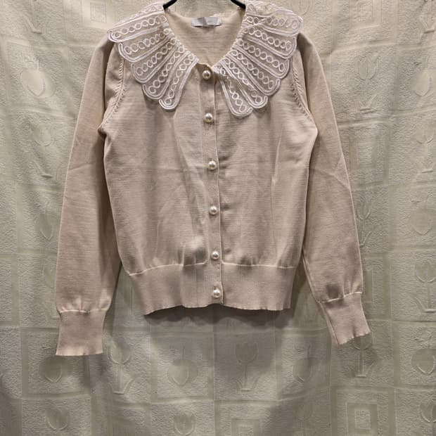 지고트 JIGOTT 레이스 카라 가디건 겸 니트티 S