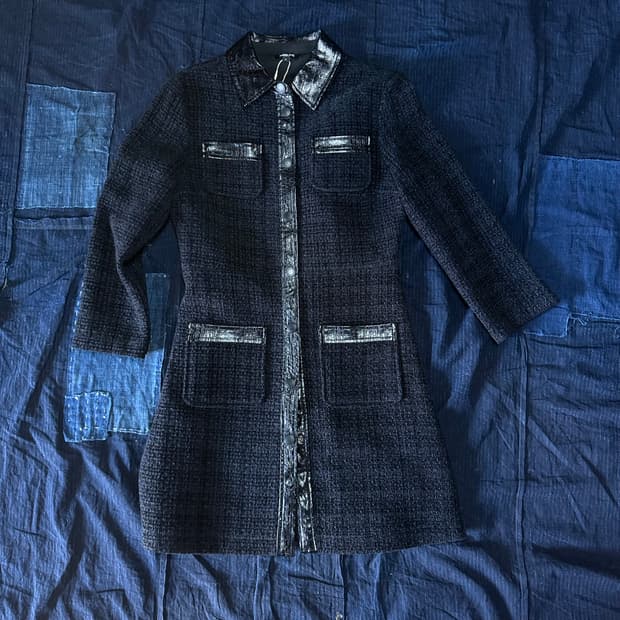 니쁜스 벨벳 트위드 & 레더 원피스 F