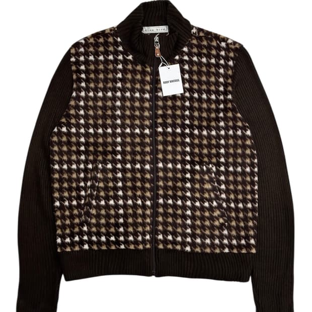 Dina Bird Patterned Knit Zip Cardigan