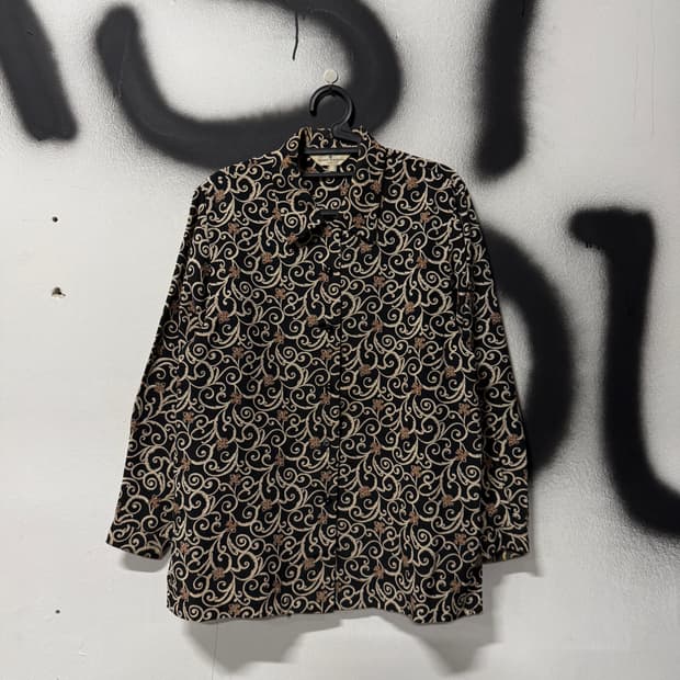 80-90s 피에르 발망 에스닉 바로크 풀 패턴 긴팔 셔츠