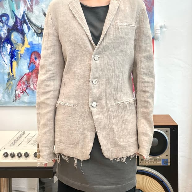 [S] 트랜짓 로우엣지 코튼 린넨 테일러드 자켓