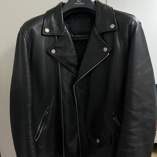 택포45) 느와르 라르메스 블랙라벨 램스킨 더블라이더 자켓 48