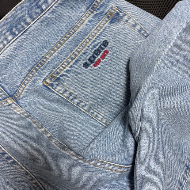 슈프림 배기진 워시드 인디고 36