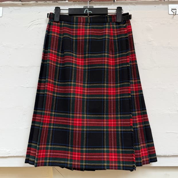 O NEIL OF DUBLIN 타탄 체크 킬트 플리츠 랩 스커트 36