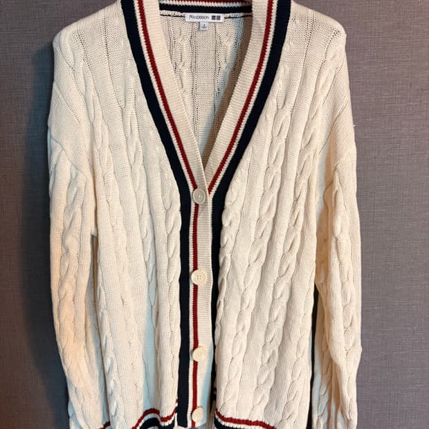 JW Anderson x UNIQLO 아이보리 꽈배기 가디건