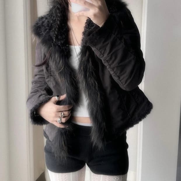 빈티지 믹스 퍼 셔링 자켓