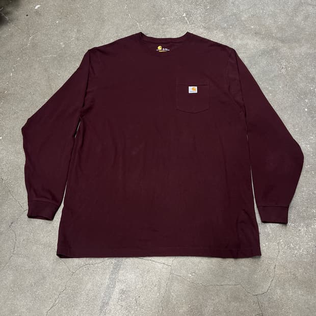 칼하트 롤 슬리브 버건디