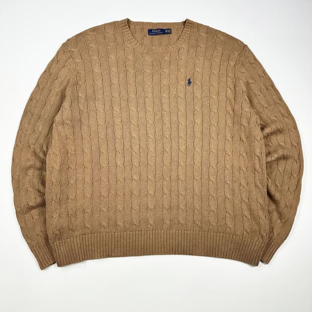 (오염존재) 폴로 랄프로렌 클래식 케이블 니트 브라운 2XL