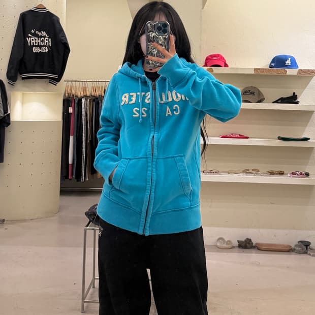 홀리스터 기모 후드집업 스카이블루 U1545