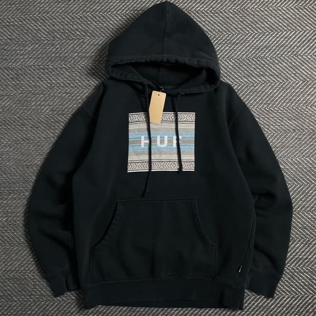 HUF 빅로고 박시핏 블랙 후드 티셔츠o 5009