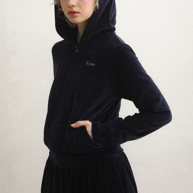 베드블루 Velour Ear Zipup Crop 후드집업