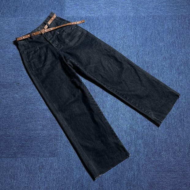 빈티지 벨트 포인트 데님팬츠