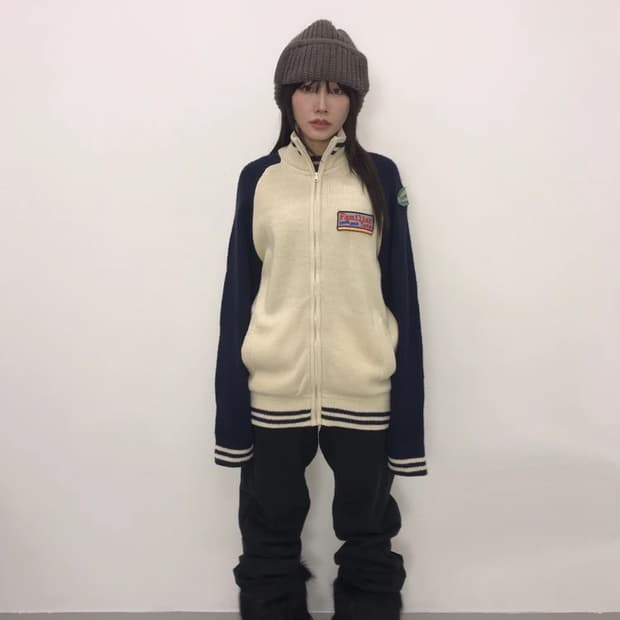 Bevor Varsity Knit Zip-Up Jacket