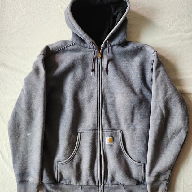 00s carhartt thermal zip up hoodie