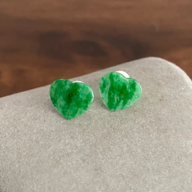하트 모티브 천연 비취 귀걸이(925,새제품)