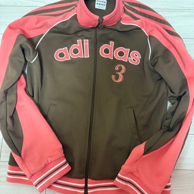 아디다스 3로고 져지 초코핑크