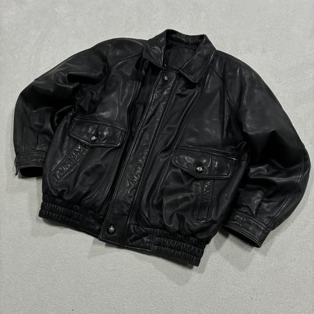 DANPOLI 블랙 가죽 이태리 봄버 자켓 100
