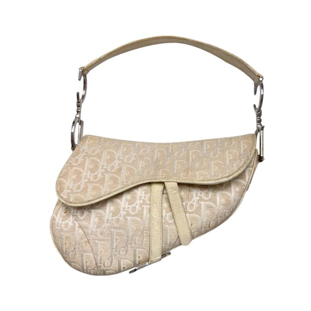 디올 오블리크 새들백 베이지 화이트 실버