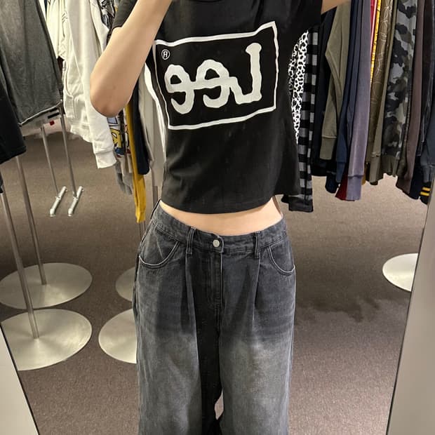 S)Lee 빅 로고 프린팅 블랙 반팔
